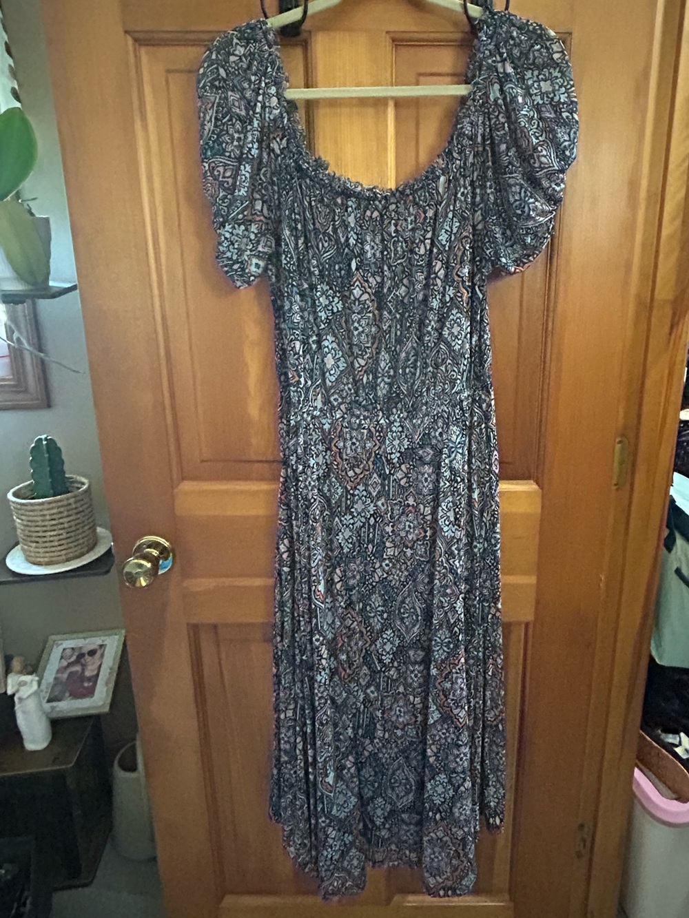torrid Navy and Rust Paisley Off-Shoulder Maxi Dress